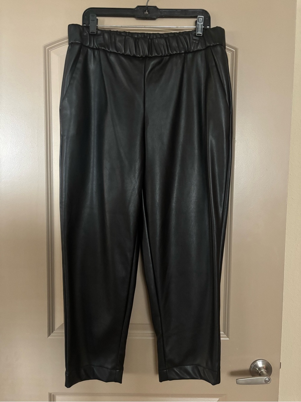 a new day Black Faux Leather Elastic Waist Pants
